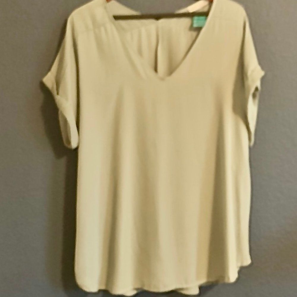 🌼 Janette Plus Lt Green V Neck Top 2XL NWT
